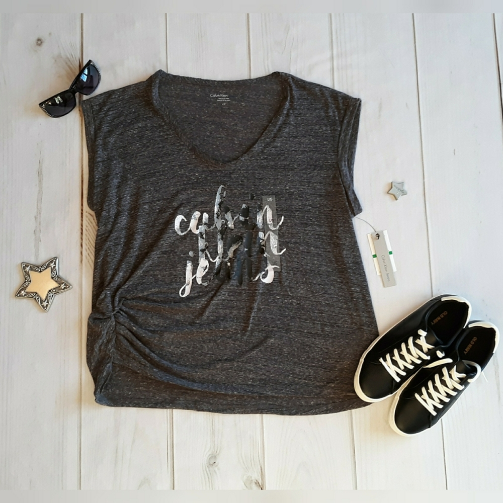 CALVIN KLEIN JEANS Muscle T-Shirt Sz L Charcoal Gray